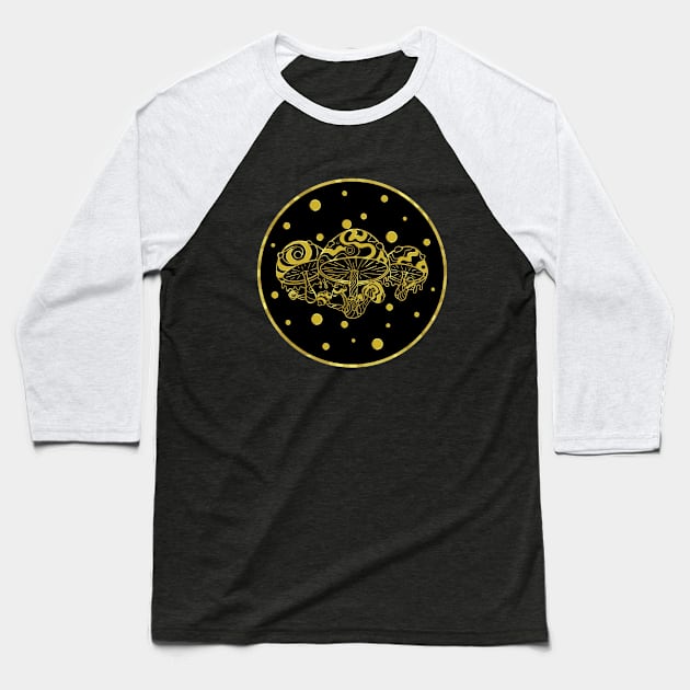 GOLD Shrooms Baseball T-Shirt by SartorisArt1